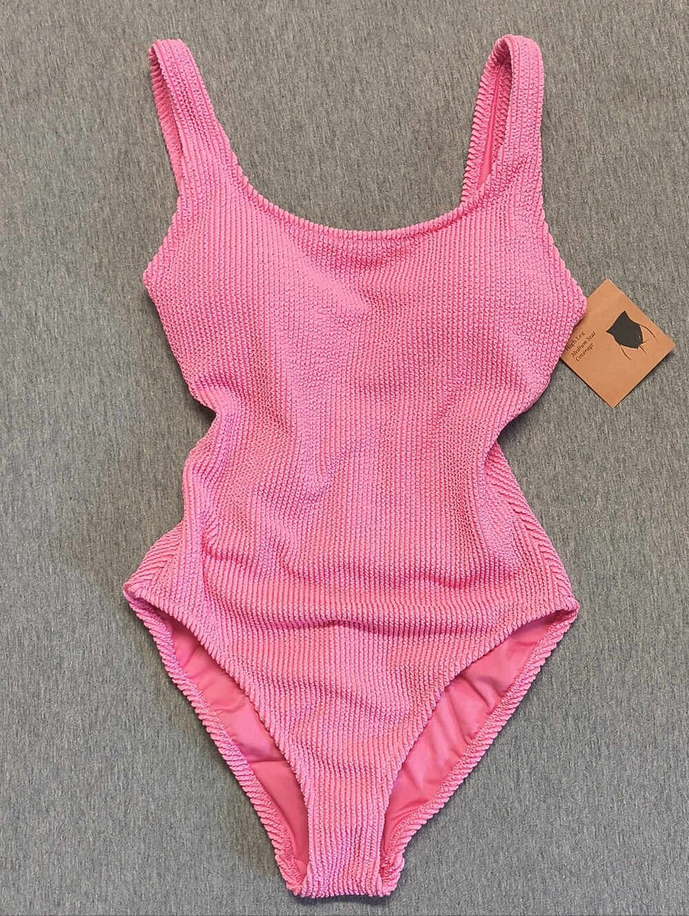 Shade & Shore Women’s Pucker Scoop Neck One‑Piece – Pink (Size S)